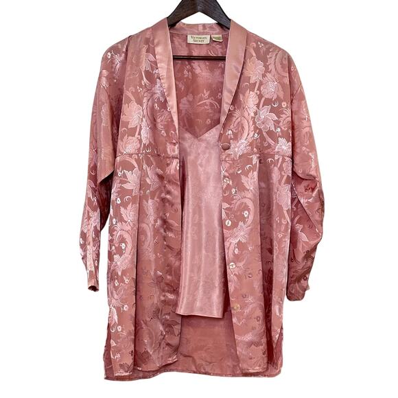 VTG VICTORIA'S SECRET Gold Label Robe Tank Pajama Set Size SP Classic Feminine - Picture 1 of 14